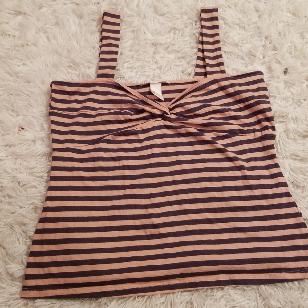 Nude and grey striped H&M tank unworn NWOT LG